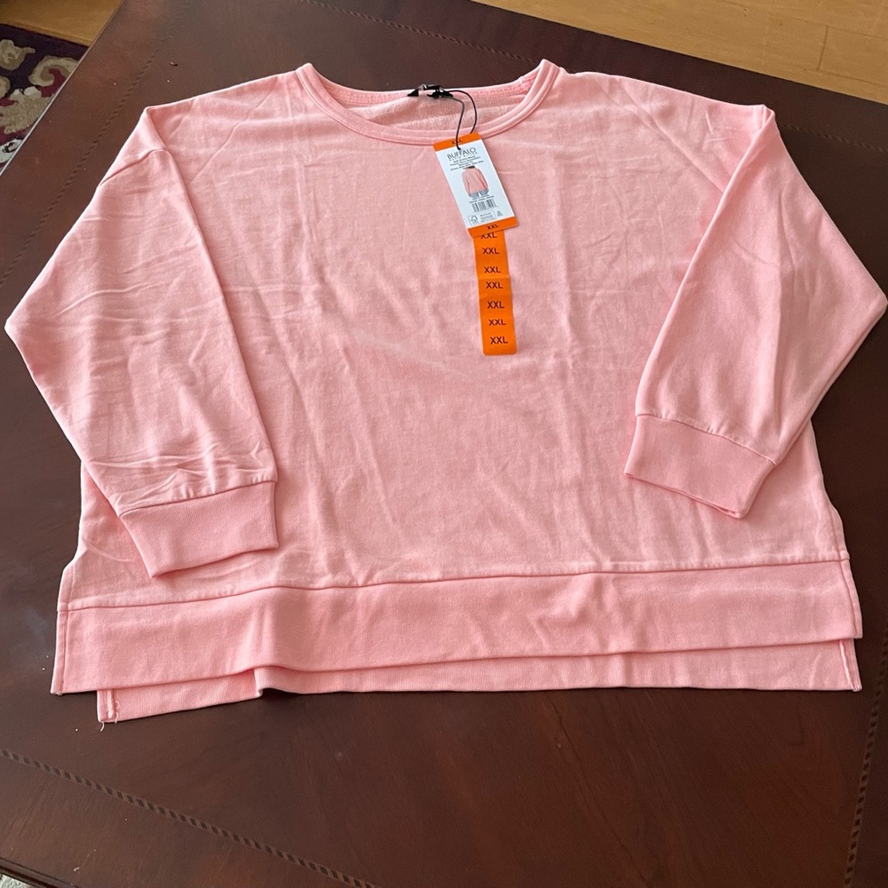 NWT Buffalo David Bitton Women’s French Terry Sweatshirt, Coral Peach, Sz XXL
